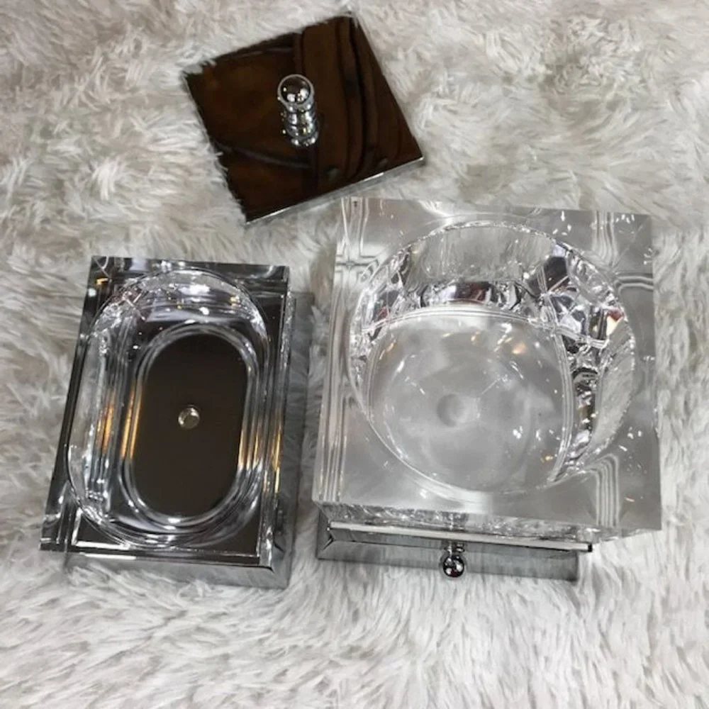 Springs Palace Finesse Swing Door Storage Unit + Soap Dish Lucite Metal Set